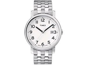    Timex Mens T2M655 Silver Stainless Steel Quartz Watch 