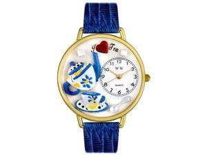 Tea Lover Royal Blue Leather And Silvertone Watch #U0310009