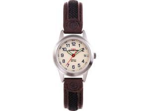 Timex Womens Expedition T41181 Brown Leather Quartz Watch with White 