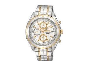    Seiko Sport Two tone Chronograph White Dial Mens watch 