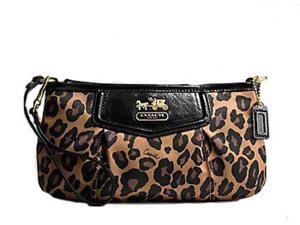     Coach Ocelot Animail Print Capacity Wristlet Case Clutch Bag Brown