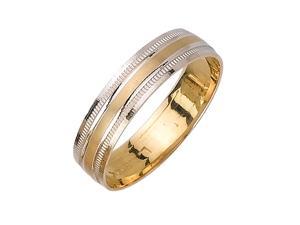 Flat Surface Fancy Women's 5 mm 14K Two Tone Gold Wedding Band