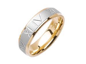   Designer MenS 6 Mm 14K Two Tone Gold Comfort Fit Wedding Band