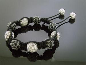    Big Black Bead CZ Bracelet 12MM With Disco Ball