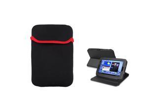 eForCity Black 360 degree Swivel Leather Case + Black/Red Tablet Sleeve Compatible With Samsung© Galaxy Tab 2 7.0'' P3100