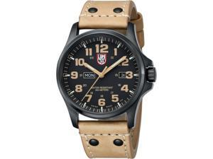 luminox atacama field day black carbon fiber dial brown leather