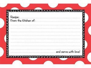 BrownLow 4" X 6" Recipe Cards, Red Polka Dot   Package of 36