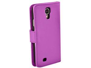 Flip Wallet Leather Case Cover Fits SAMSUNG GALAXY S4 IV i9500 (Purple)