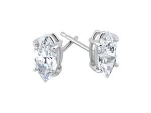 1/2 CT Fancy Marquise Cut Diamond Studs 14K White Gold Womens Matching Earrings