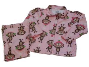 Carters Infant & Toddler Girls Pink Flannel Monkey Pajamas Christmas PJs Jammies