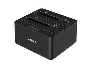 ORICO USB 3.0 to SATA Dual Bay External Hard Drive Docking Station for 2.5 or 3.5 inch HDD, SSD with Clone Function (8TB Support) - Black (6629US3-C-V1-US-BK)