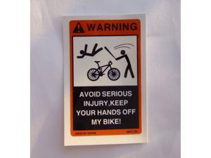 2PCS Small Size 1.3''x2'' Warning Stickers Decals Labels Signs Bicycle Mountain GT Road Bike Don't touch Keep your Hands off my Bike No Tampering with my bicycle funny vinyl sticker decal label sign