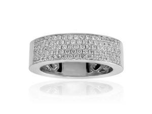 1.50 ct Five Row Ladies Round Cut Diamond Anniversary Ring in 18 kt White Gold