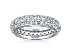 3.50 ct Ladies Three Row Diamond Eternity Wedding Band Ring in 18 kt White Gold