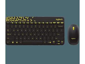Logitech RF Wireless Combo MK240 NANO Receiver 12 Function Keys 2.4GHz 1000DPI Both Hands Spill-resitant Keyboard and Mouse-Black/Yellow