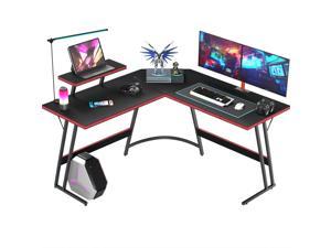 Homall L-Shaped Gaming Desk 51 Inches Corner Office Gaming Desk with Removable Monitor Riser &#40;Black&#41;