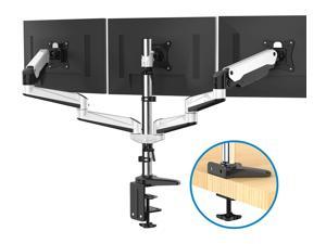 HUANUO Triple Monitor Stand - Full Motion Articulating Aluminum Gas Spring Monitor Mount Fit Three 17 to 32 inch LCD Computer Screens with Clamp, Grommet Kit