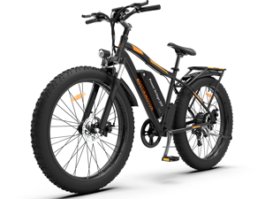 AOSTIRMOTOR S07-B 750W Electric Bike, 26&#34; Fat Tire, 48V 13AH Removable Lithium Battery, Max Speed 28MPH, Shimano 7-Speed, Front Fork Suspension