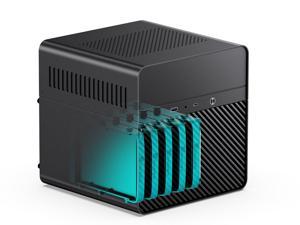 JONSBO N2 BLACK Mini NAS Case ITX, 5&#43;1 Disk Bays Mini Aluminum with Steel Plate Case, Built-in 12cm Fan, SFX Power Bite &#40;L150mm Max.&#41;, Support 65mm CPU Cooler , Integrated Upper Cover Removable,Black