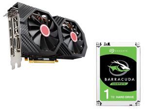 XFX Radeon RX 580 DirectX 12 RX-580P8-DFD6 8GB 256-Bit GDDR5 PCI Express 3.0 CrossFireX Support Video Card, Seagate BarraCuda ...