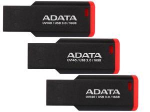 Combo: (3x) ADATA 16GB UV140 Bookmark Clip, Capless USB 3.0 Flash Drive (AUV140-16G-RKD)