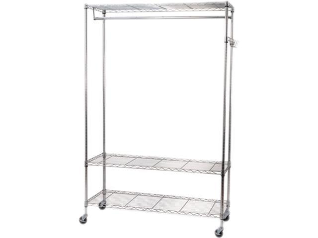 Wire Shelving Garment Rack, Coat Rack, Stand Alone Rack W/Casters, Sil ...