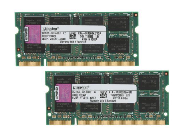 Kingston 4GB (2 x 2GB) DDR2 800 (PC2 6400) Dual Channel Kit Memory For Apple Model KTA MB800K2/4GR
