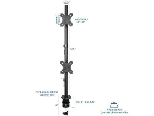 Neweggbusiness Dual Lcd Monitor Desk Mount Stand Heavy Duty Neweggbusiness Dual Lcd Monitor Desk Mount Stand Heavy Duty Stacked Vertical 2 Screens Upto 32