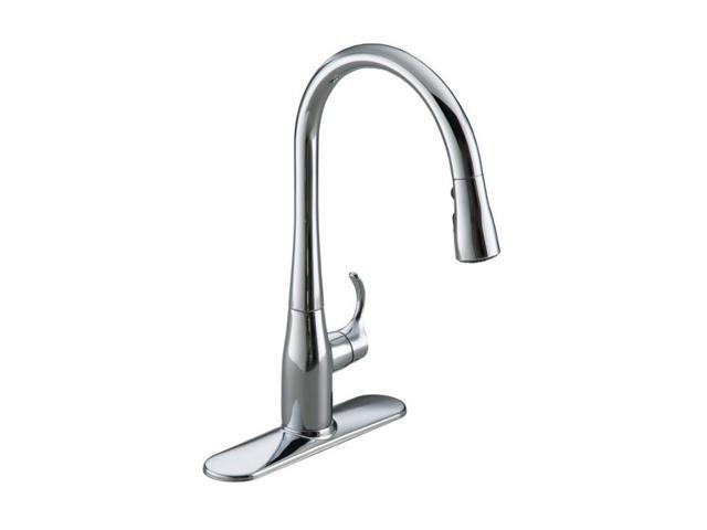 KOHLER K-596-CP Simplice Single-Hole Pull-Down Kitchen Faucet Polished ...