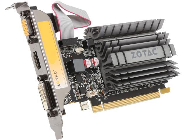 ZOTAC GeForce GT 730 DirectX 12 (feature level 11_0) ZT-71114-20L 1GB 64-Bit DDR3 PCI Express 2.0 x16 (x8 lanes) Video Card