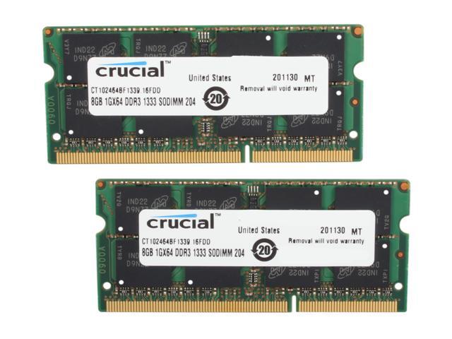 Crucial 16GB (2 x 8G) 204-Pin DDR3 SO-DIMM DDR3L 1333 (PC3L 10600) Laptop Memory Model CT2KIT102464BF1339