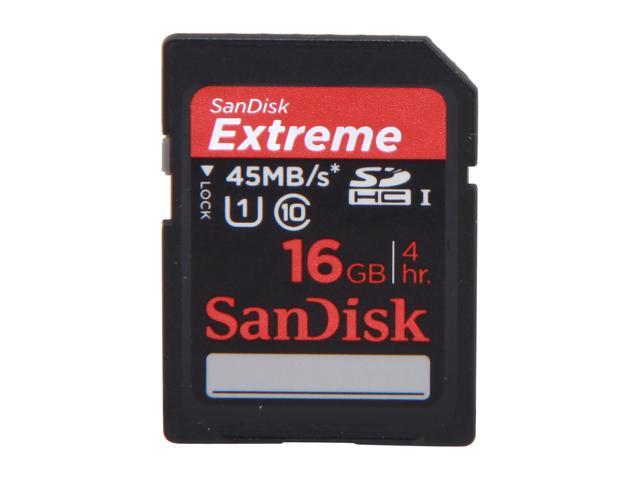 SanDisk Extreme 16GB SDHC UHS-I Flash Card - Class 10 45MB/S - Newegg.com