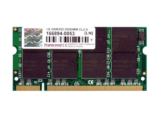 Transcend 1GB 200-Pin DDR SO-DIMM DDR 333 (PC 2700) Laptop Memory Model TS128MSD64V3A