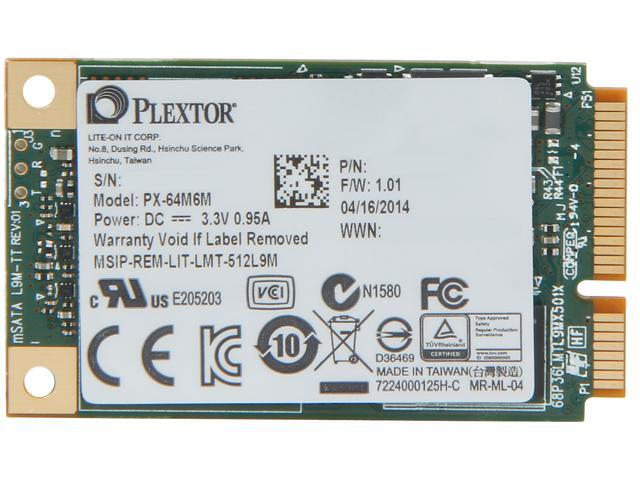 Plextor M6M Mini-SATA(mSATA) 64GB SATA 6Gb/s Internal Solid State Drive (SSD) PX-64M6M