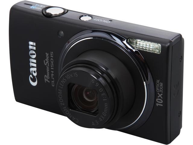 Canon PowerShot ELPH 150 IS Black 20.0 MP 10X Optical Zoom 24mm Wide ...