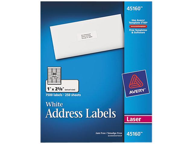 Avery 45160 Address Labels, 1 x 2-5/8, White, 7500/Box - Newegg.com