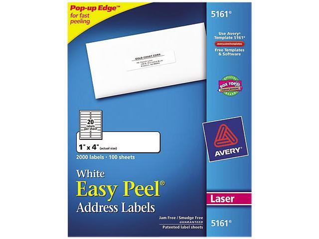Avery 5161 Easy Peel Laser Address Labels, 1 x 4, White, 2000/Box ...