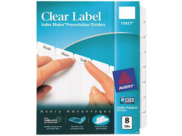 Avery 11417 Index Maker Clear Label Dividers 8 Tab Letter White 