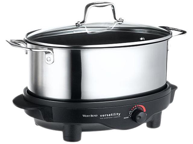 West Bend 84866 Stainless Steel 6 Qt. Versatility Slow Cooker with