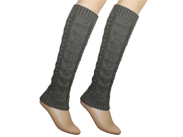 Cable Knit Trimmed Classic Boot Shaft Style Soft Acrylic Leg Warmer ...