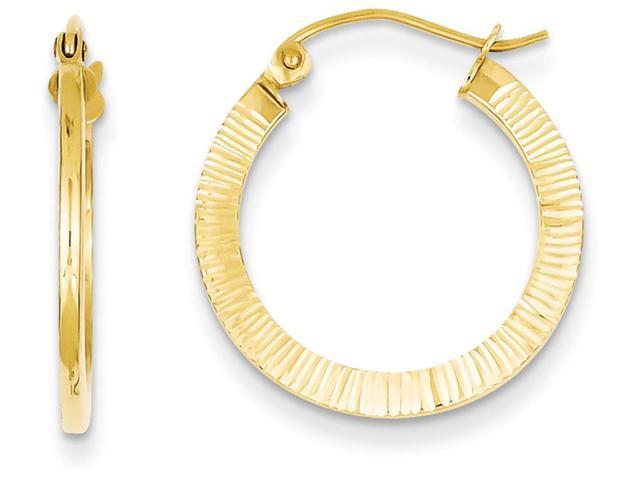 14k1-sided Textured Hoop Earrings in 14 kt Yellow Gold - Newegg.com
