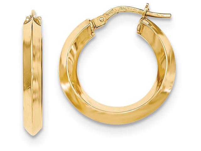 14k Beveled Tube Hoop Earrings in 14 kt Yellow Gold - Newegg.com