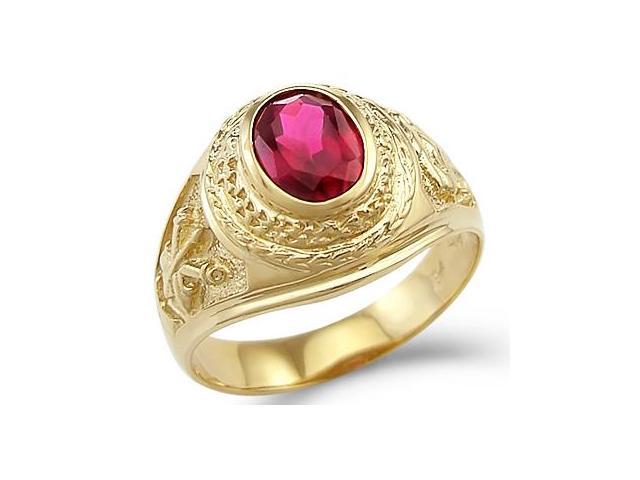 New Solid 14k Yellow Gold Mens Large Fashion Ruby Ring - Newegg.com