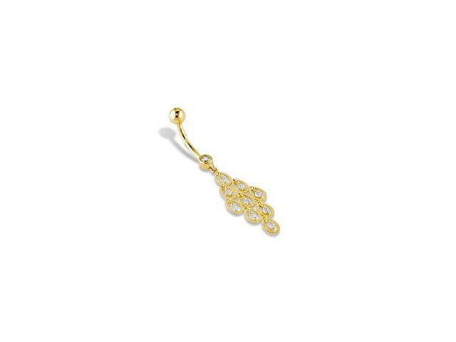 Gold Chandelier Belly Rings Musethecollective 14k Yellow Gold Dangling Chandelier Cz Navel Belly Ring Newegg Com
