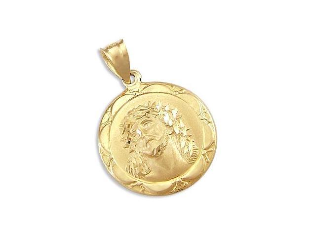 Jesus Face Medallion Pendant 14k Yellow Gold Religious Charm - Newegg.com