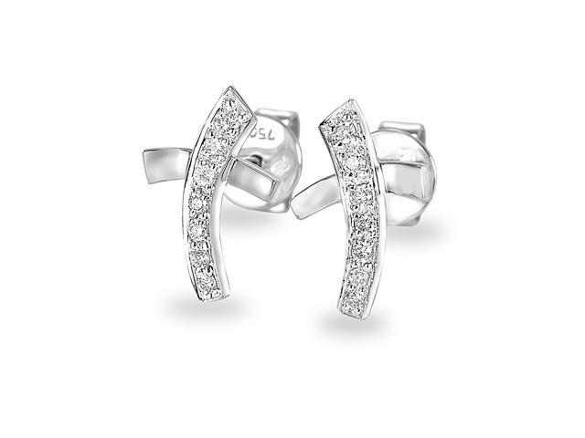 18K White Gold Cross Shape Diamond Stud Earrings (0.10 cttw, G-H Color ...