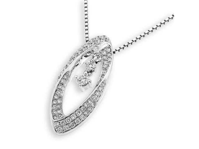 18K White Gold Marquise Shape Halo with 2-stone Dangling Diamond ...