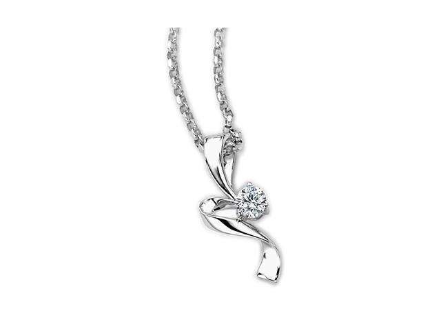 18K White Gold Heart Shape with Solitaire Diamond Pendant w/925 ...