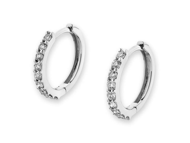 18K White Gold Diamond Huggie Hoop Earrings (0.27cttw, G-H Color, SI2 ...