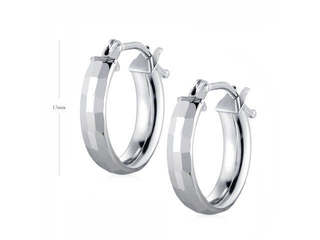 14K White Gold Round Hoop Earrings， Diameter 45mm 男の子向け